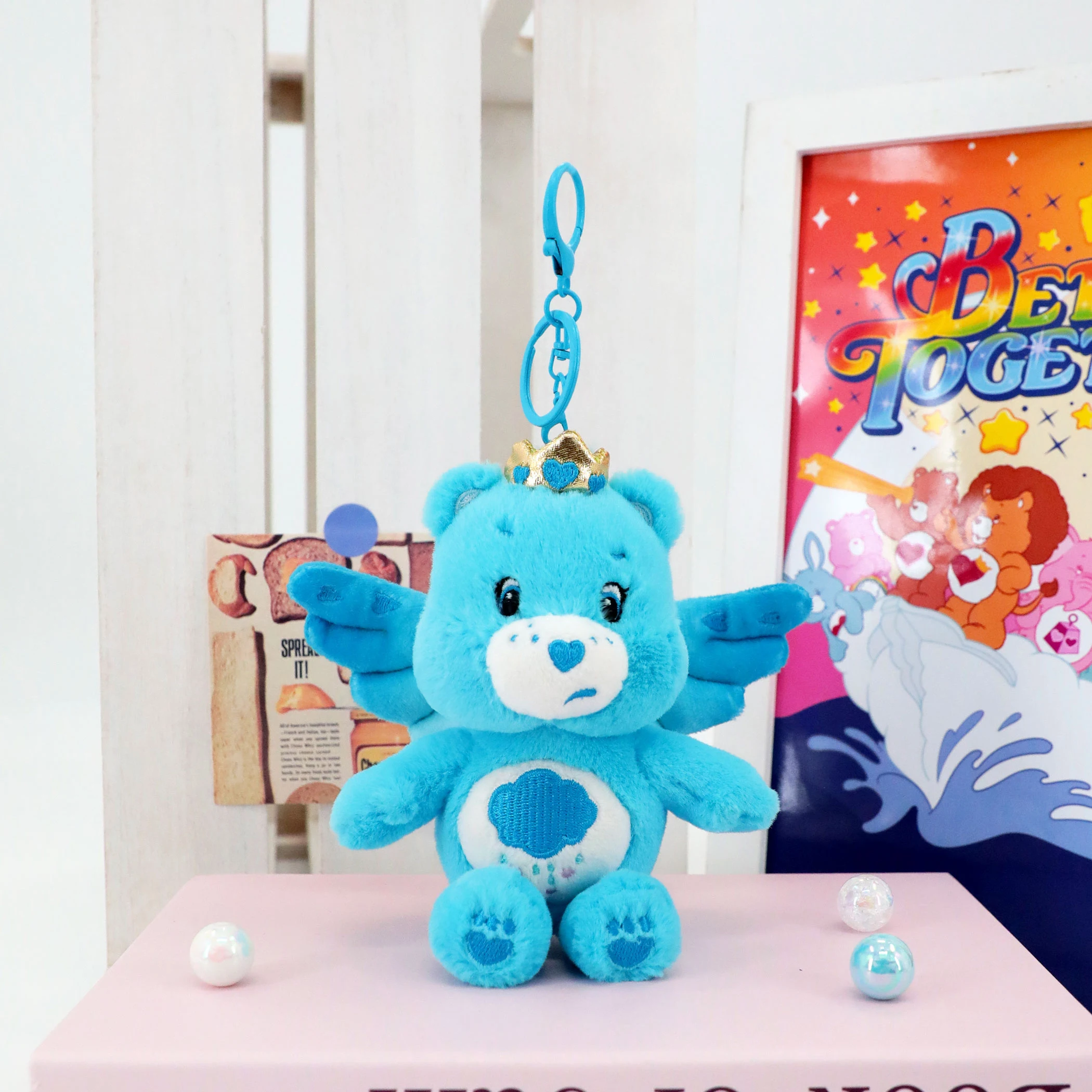 Care Bears Niedliches Engelsflügel-Plüschtier, Schlüsselanhänger, gefüllte Puppe, Anhänger, Tasche und Gepäck, Zubehör, perfektes Geburtstagsgeschenk
