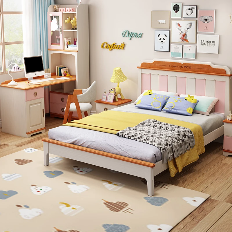 -For Bed Kids Bunk Castle Modern 3 Slide Double Bunk Bed Desk Triple Wood Triple Children Cartoon Bunk Bed&