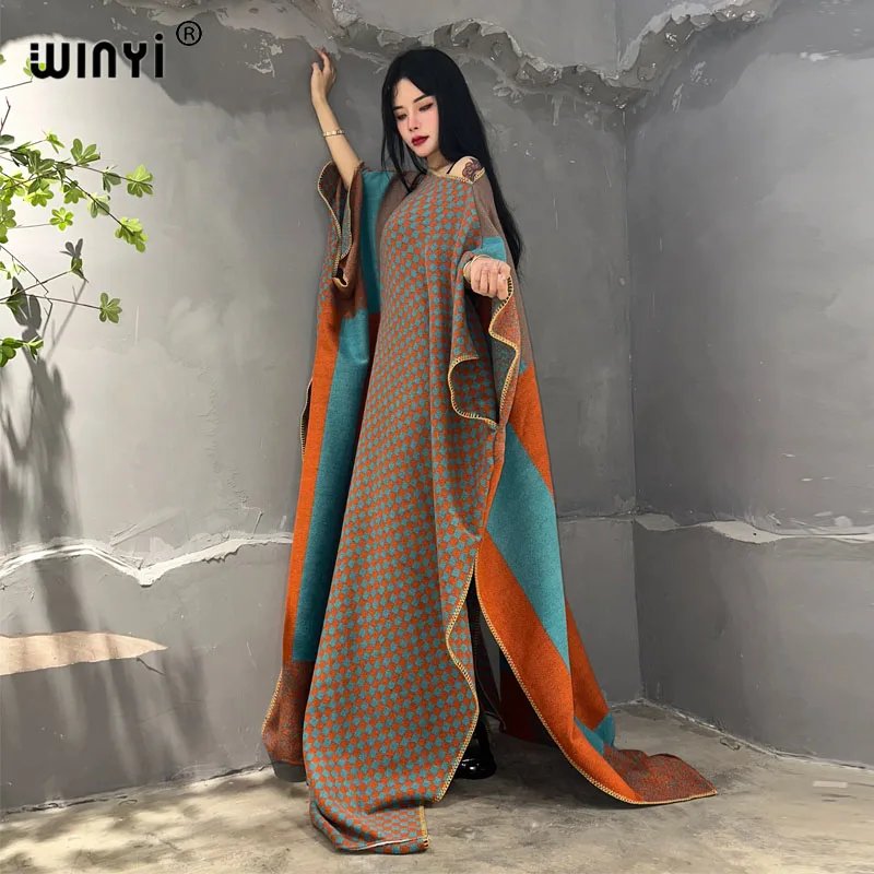 WINYI 2023 print Comfort Warm fashion kaftan Holiday dress Elegant Africa Women Boho party winter clothes for women long dress