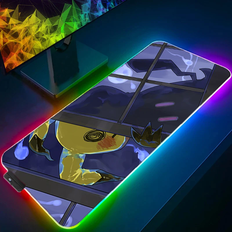 Imagem -04 - Led Rgb Pokémon Mouse Pad Padrão Mimikyu Borda de Bloqueio Mousepad Tapete de Borracha Desk Gamer Cup Mat