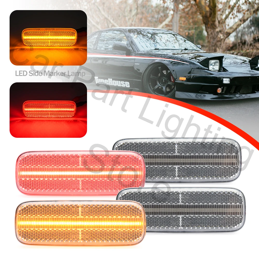 

4X Clear Lens Led Front Rear Bumper Side Marker Lamp Turn Signal Light Lamp For 1989 1990 1991 1992 1993 1994 Nissan 240SX S13