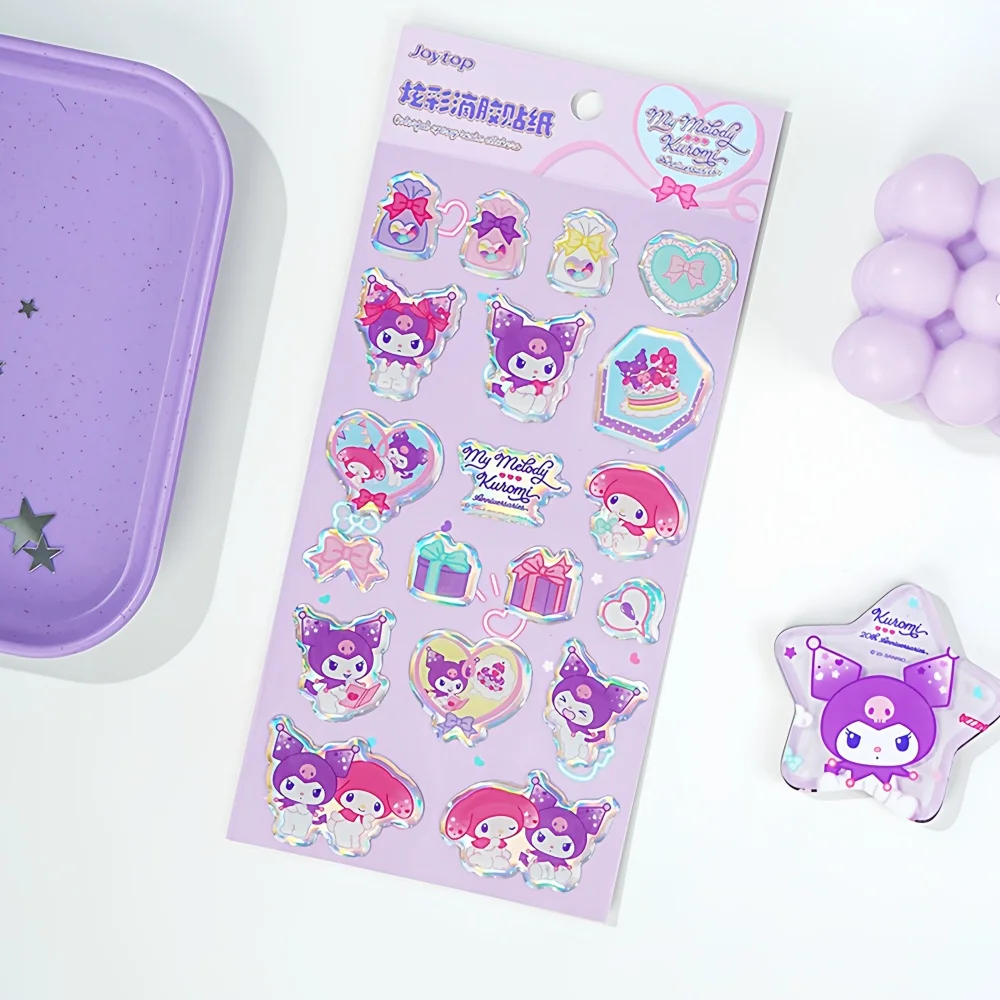 Genuino Sanrio Adesivi Kuromi Melody Decorativi per Scrapbooking Etichetta Diario Cancelleria Album Telefono Ufficiale Planner Regali