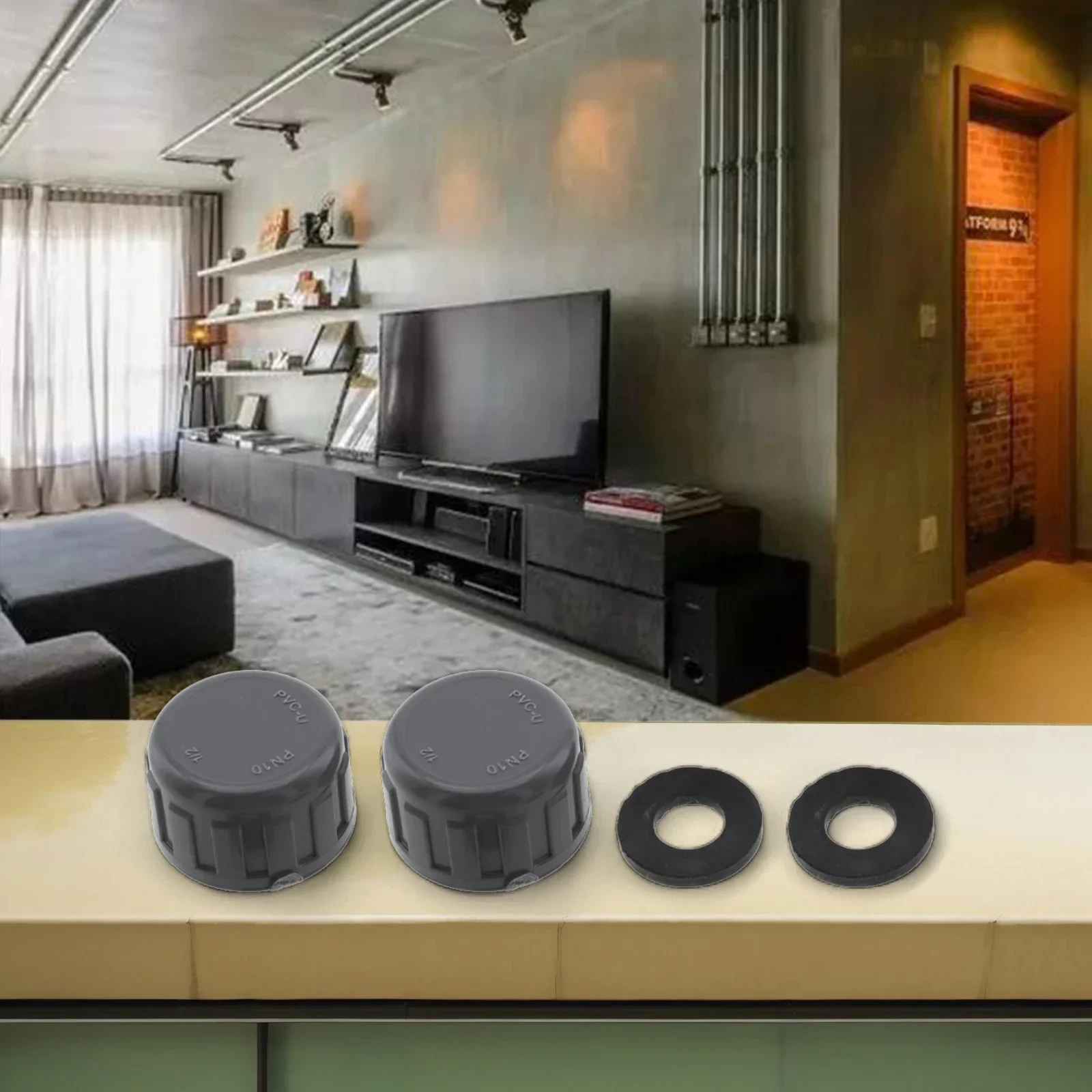 2pcs Pipe PVC Threaded Cap Round Female Thread Hose Connector With Rubber Seals Threaded Cap Home Improvement Hardware Fasteners