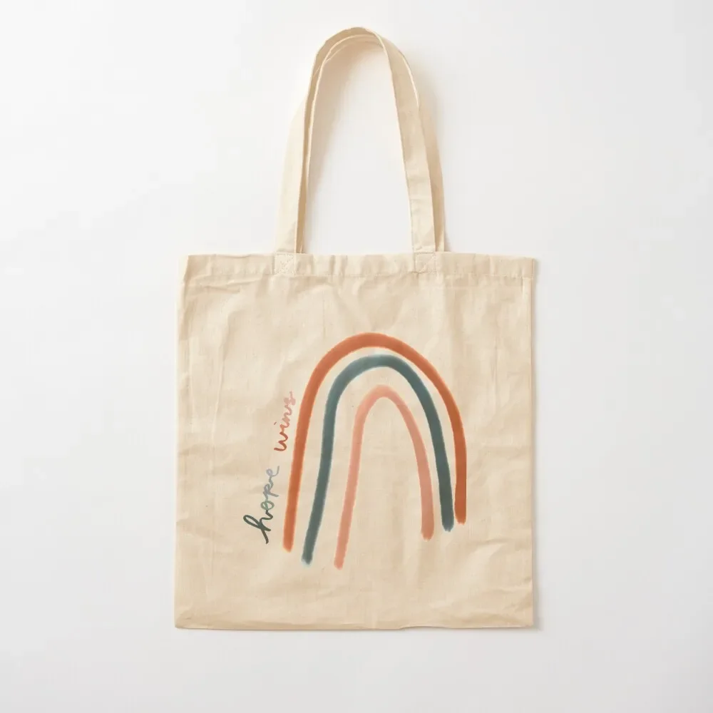 Hope Wins Rainbow Tote Bag Canvas bag shopping bag logo custom fabric foldable reusable