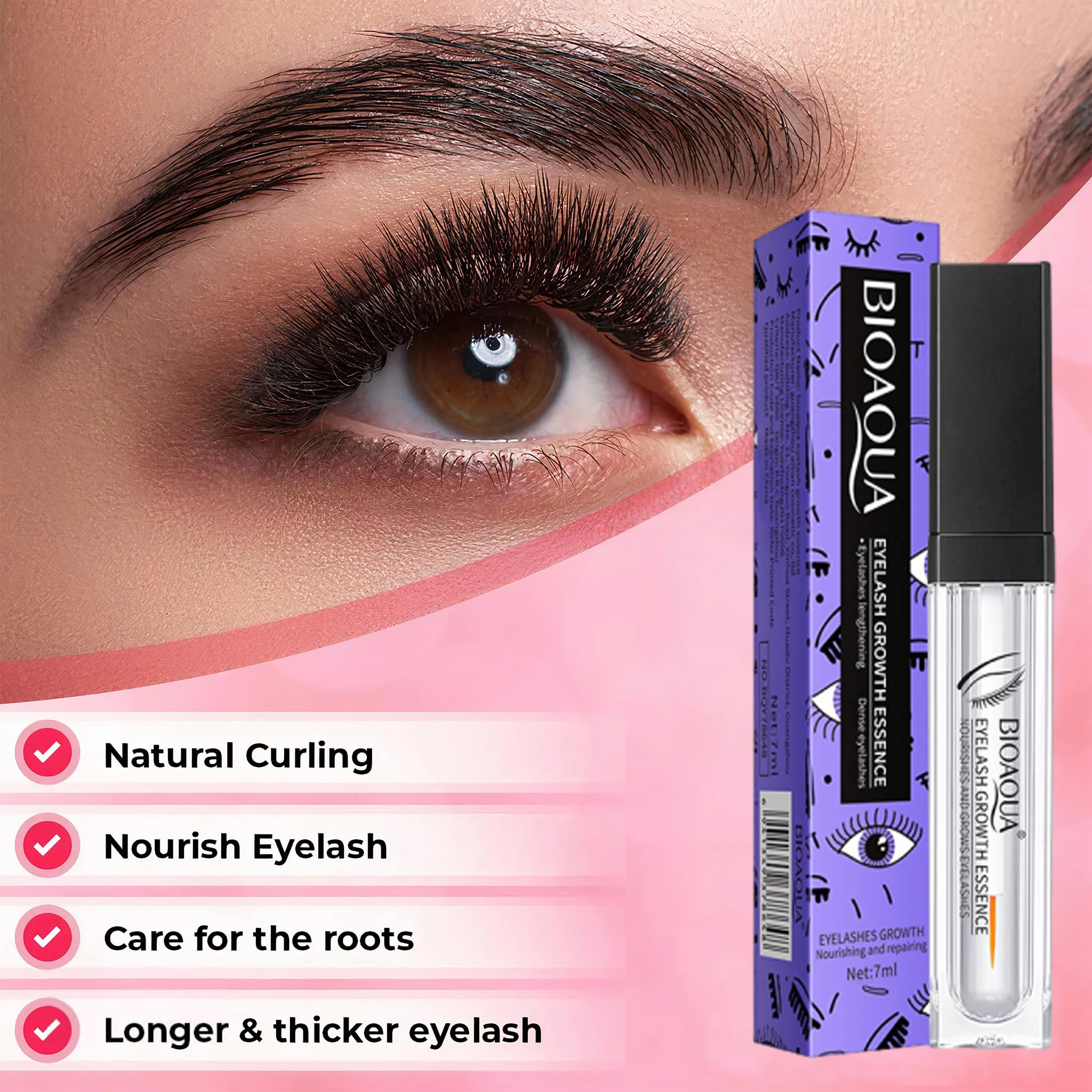 Fast Eyelash Growth Serum 7 Days Natural Eyelash Enhancer Longer Fuller Thicker Curling Lash Treatment Makeup Eye Care Products