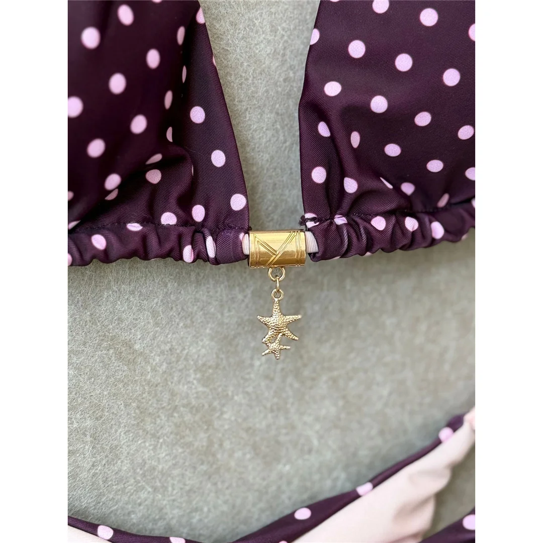 Polka Dot Neckholder-Bikini, Damen-Badeanzug, zweiteiliges Bikini-Set, Scrunch-Butt, gepolstert, Badebekleidung, Badeanzug, Schwimmbekleidung V8120 – Detail 6