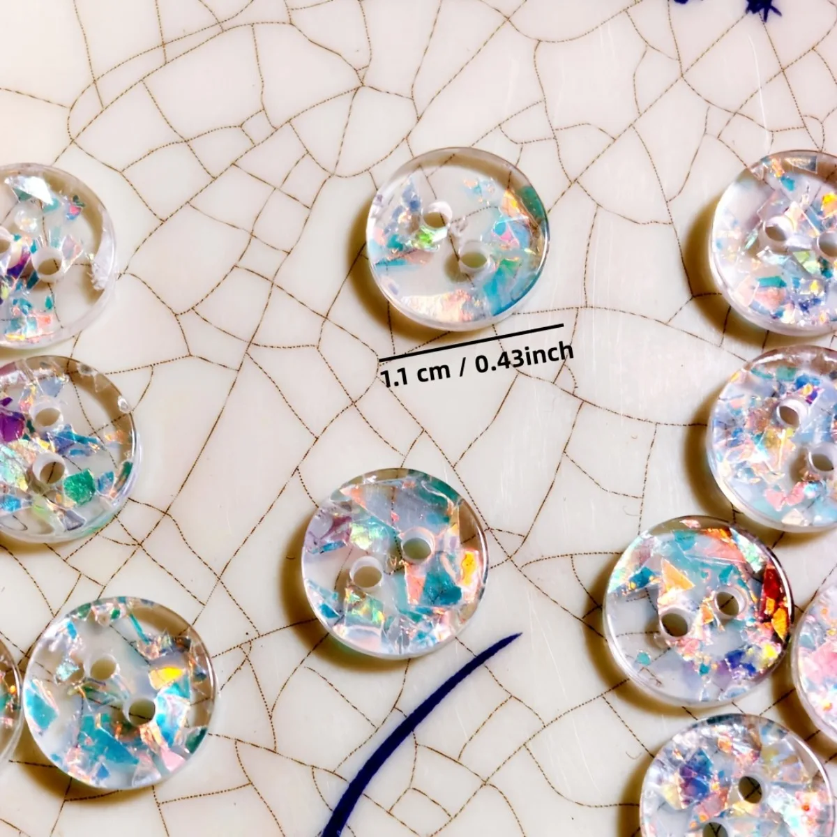 10pcs 2-Hole Round Shiny Transparent Resin Buttons, Creative Handmade Accessory Decorative Buttons