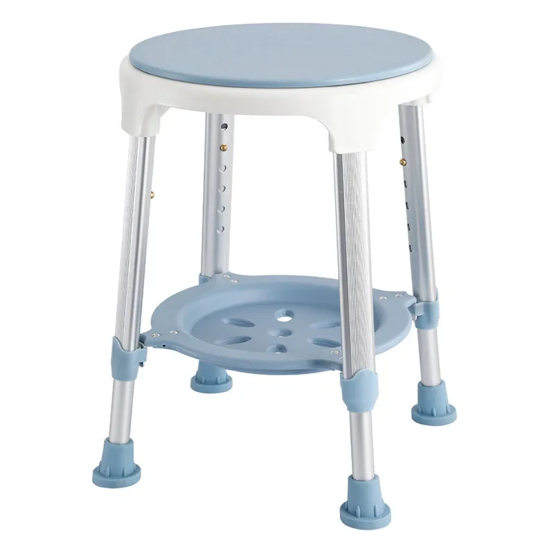 

360° Rotatable Bath Stool with Storage Shelf Bath Stool For Elderly Anti-drop Safety Bathroom Stools Height Adjustable