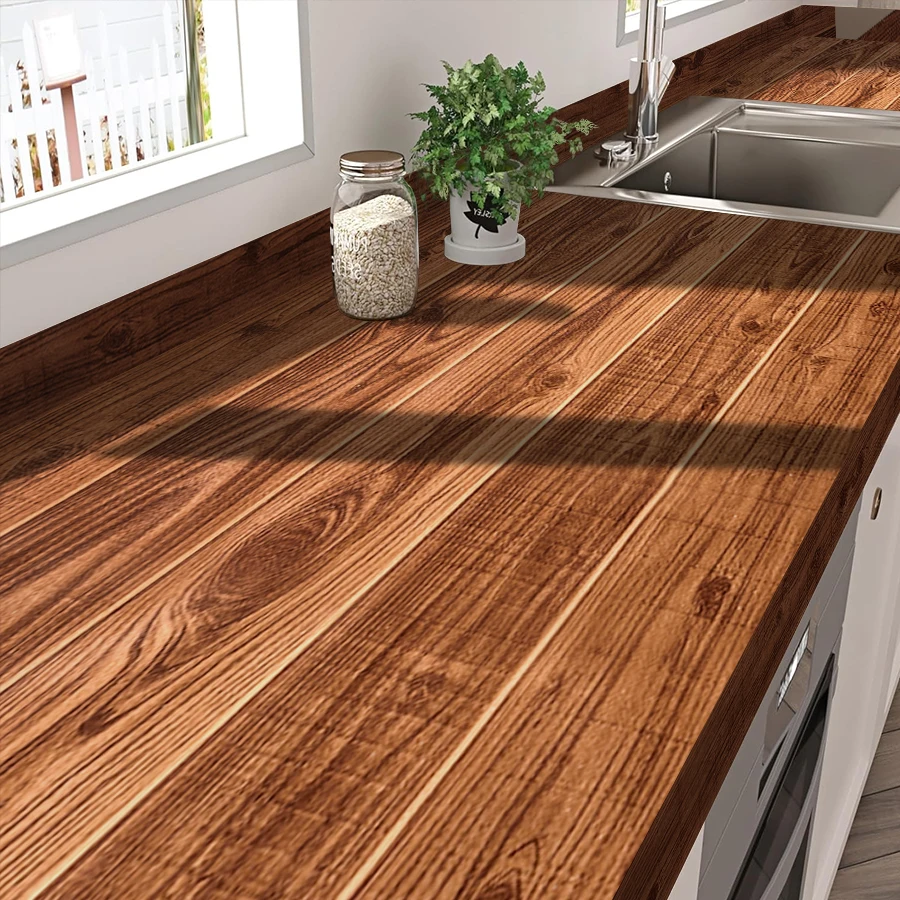 Retro red wood grain PVC self-adhesive wallpaper waterproof and stain resistant furniture renovation wall decoration stickers