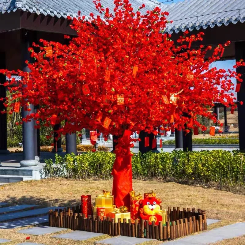 Simulation peach tree wedding decoration shopping mall garden New Year large wishing red envelope blessing tree plum blossom - Image 6