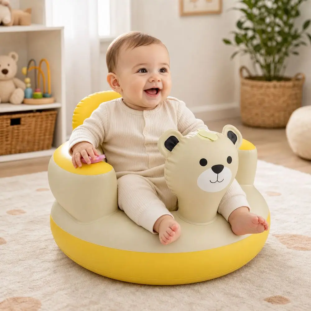 

Bear Design Baby Inflatable Seat Backrest Support Soft Cushioning Inflatable Baby Chair Safe Non-Toxic
