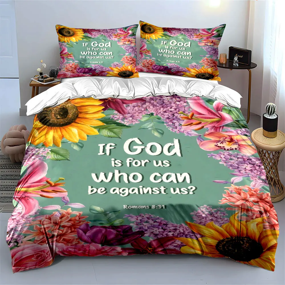 

Floral Inspirational Art for Home Decor kid's and adults' bedroom decor, Exquisite three-piece bedding set gift