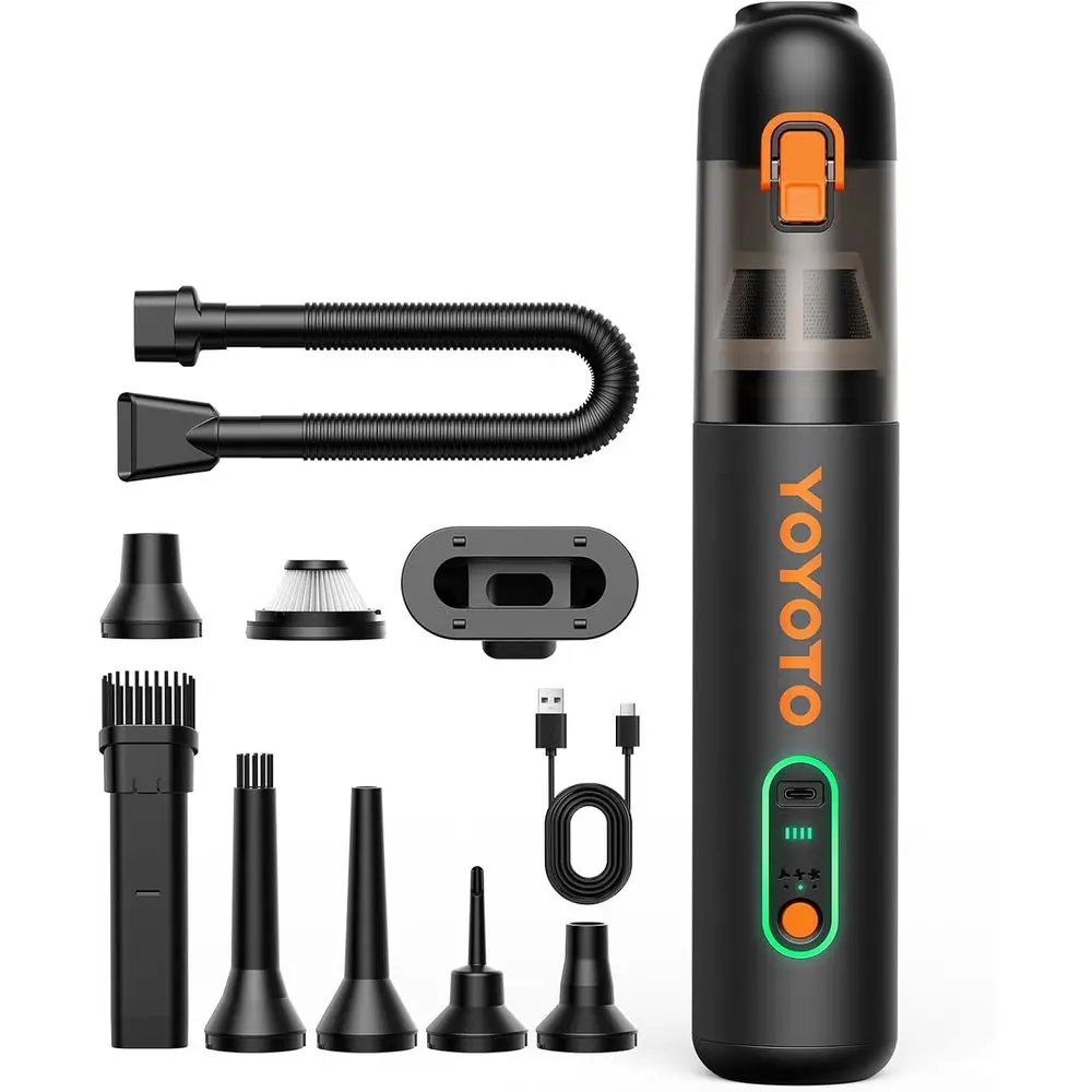 Handheld Vacuum Cordless 21000Pa Suction, 4-in-1 Portable Mini Vacuum Cleaner Rechargeable, Ultra Light for Car Home Office (Bla