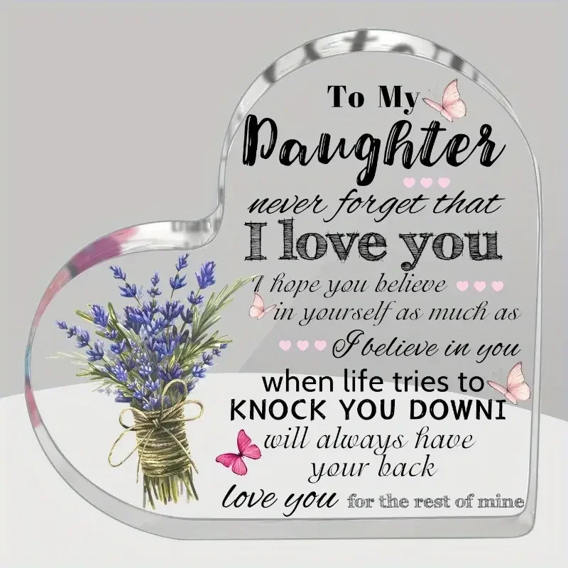 Transparent Heart Acrylic Ornament To My Daughter Always Have Your Back Family Gift Home Decor