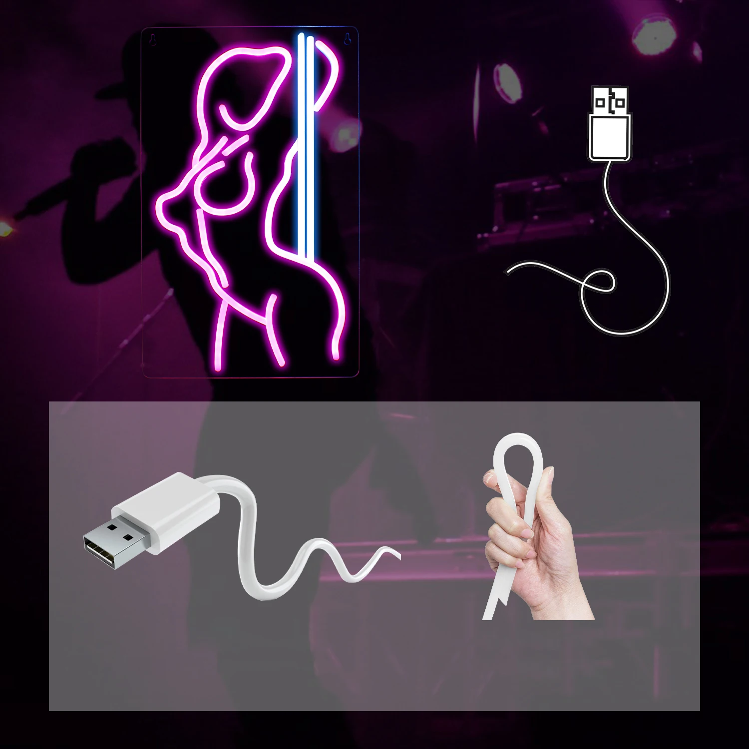 Pole Dance Sexy Lady Back Woman Body Neon Signs LED Light Home Boy Girl Bedroom Party Bar Night Club Room Custom Bed Wall Decor