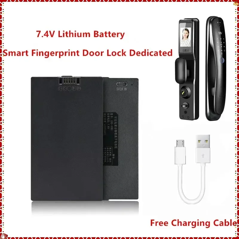 SWZY 7.4V Polymer Lithium Smart Door Lock Battery 3.2/4.2/5Ah for Xiaomi Bosch Haier Smart Fingerprint Door Lock Send Charging C