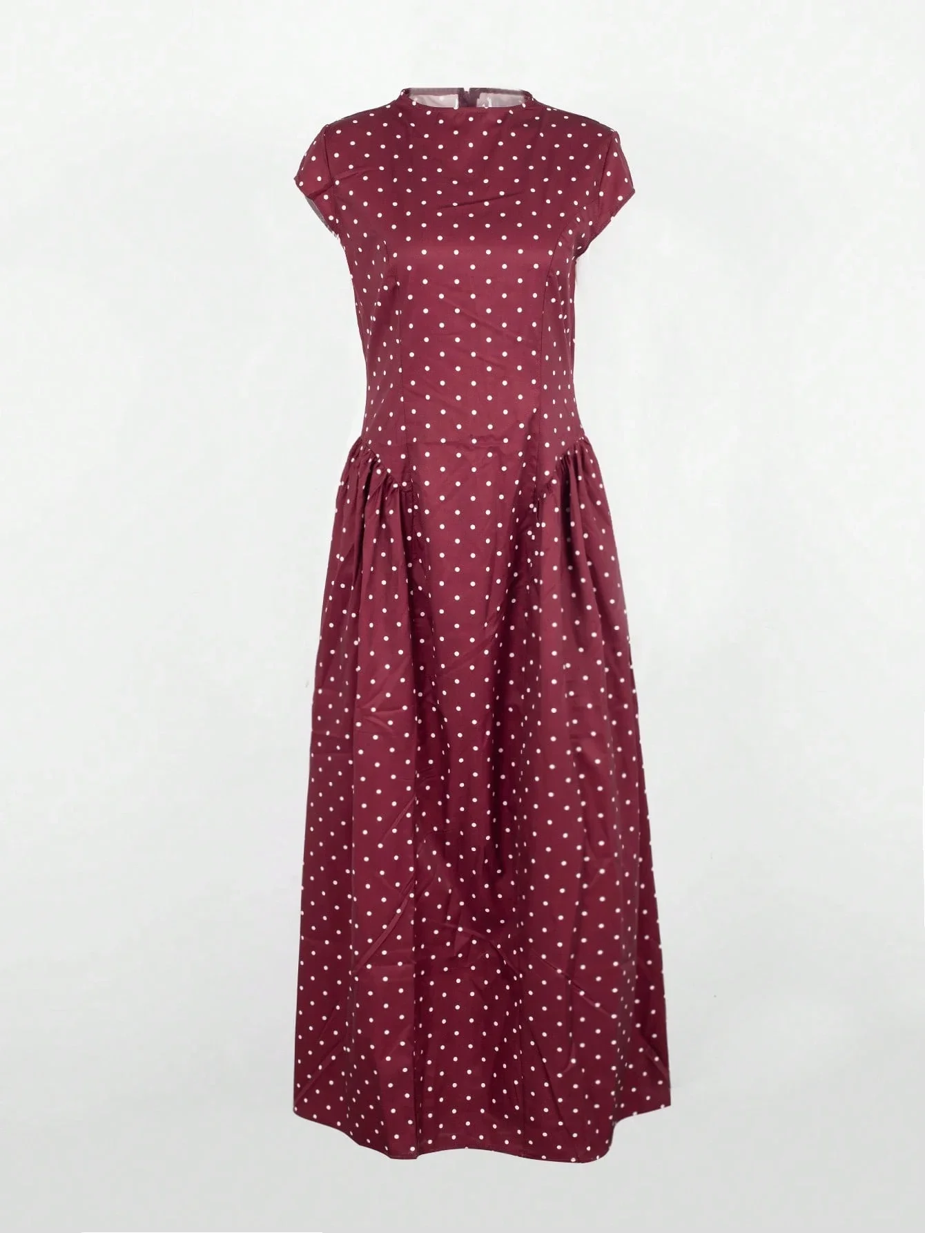 

Бордовое платье миди А-силуэта в горошек с застежкой-молнией, элегантное повседневное платье для вечеринок