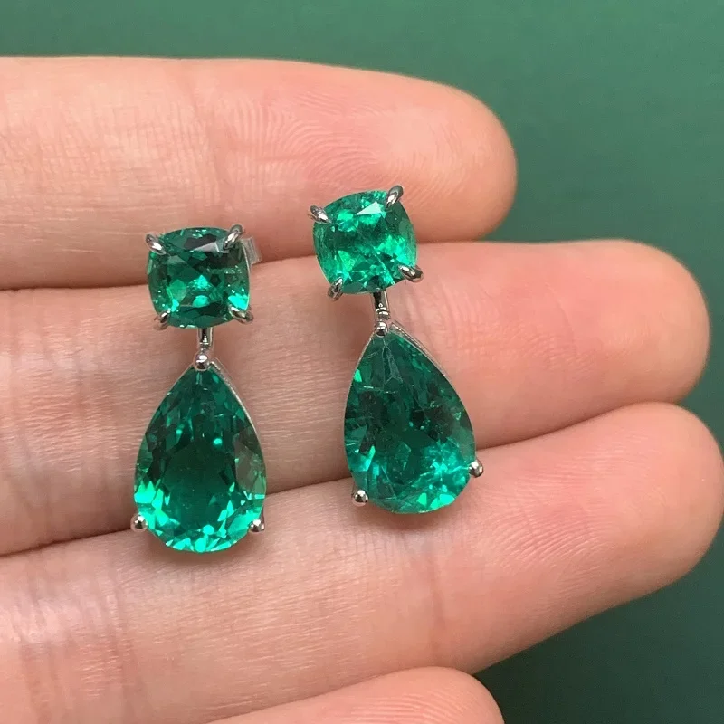 Ruif Classical Design High 9k Gold Lab Grown Emerald Earrings for Women Elegant Women's Jewelry Anniversary Party Gift