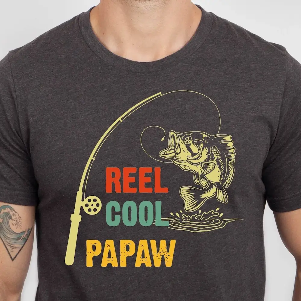 Reel Cool Papaw T Shirt Fishing Father'S Day Lover Funny