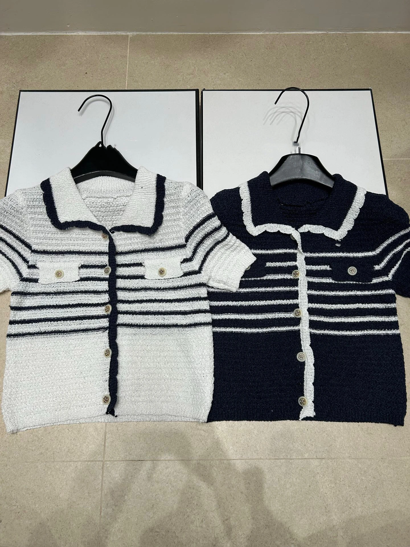 

VIBE Spring Summer Knitted Short Sleeve Button up Striped Color Block Cardigan Women's Fashion Luxury Style Soft Thin Regular...