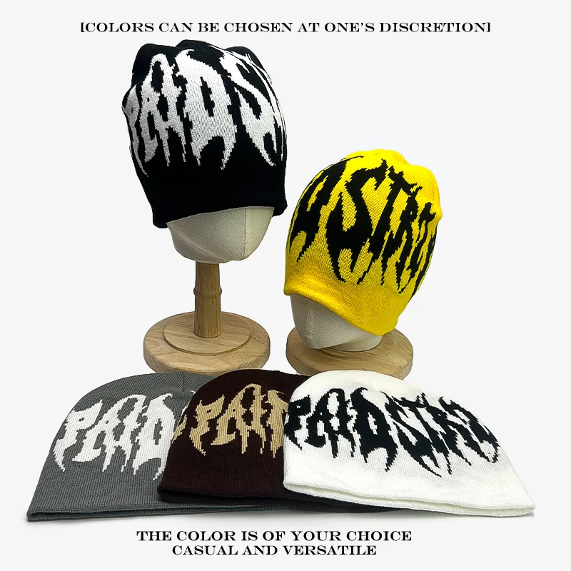 Hip Hop Warm Personal Fashion Outdoor Trend Beanies Versatile Rap Ins New Men Women Street Jacquard Flame Letters Knitted Hats