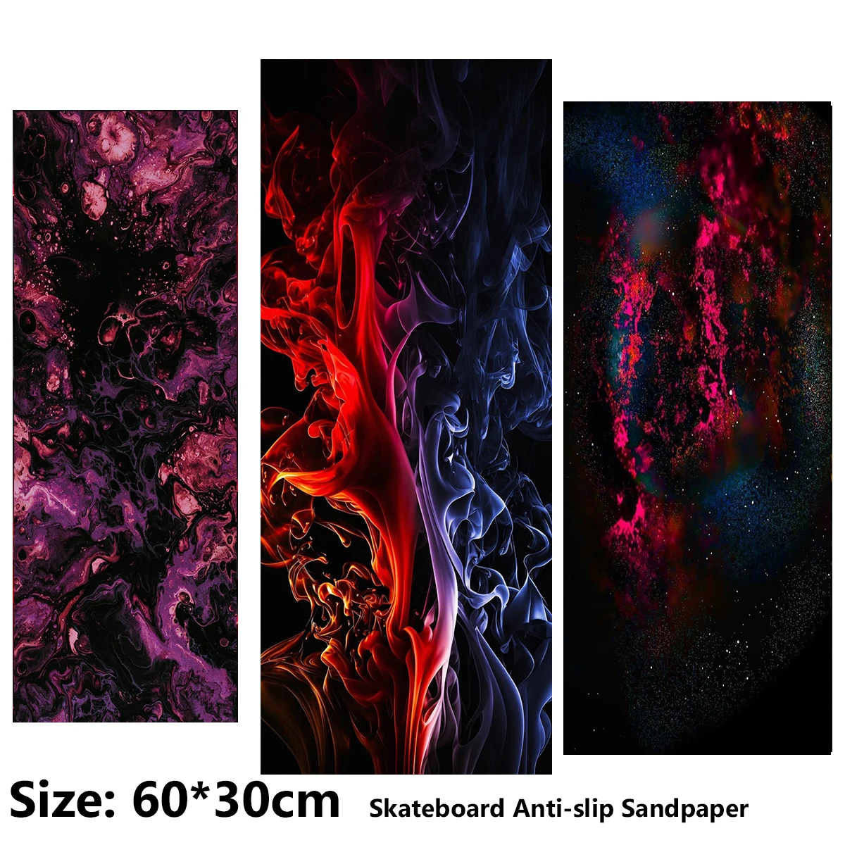 ElecStric Scooter Anti-slip Sticker Sandpaper Skateboard Grip Tape Sheet 60*30cm Ink Abstract Nebula Pattern