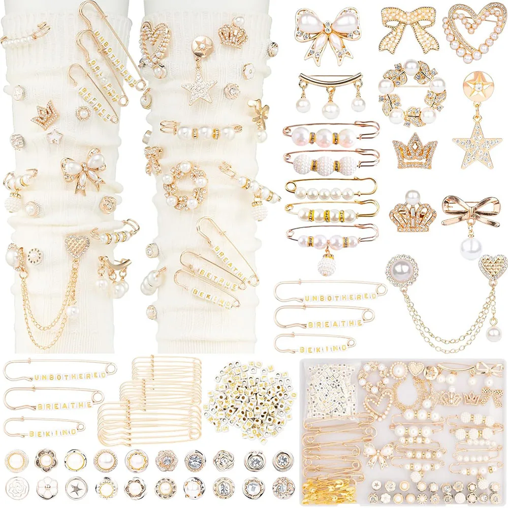335 Pcs Junk Socks Charms Kit with Letter Beads, DIY Charms for Sneakers,Accessories,Brooches and sock Safety Pin for Women