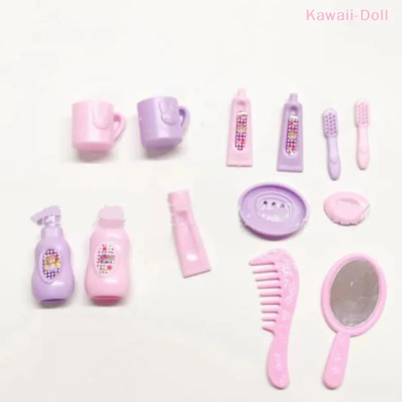 13 pçs 1:12 pasta de dente escova de dentes shampoo loção de chuveiro pente espelho sabão casa de bonecas em miniatura suprimentos de banheiro
