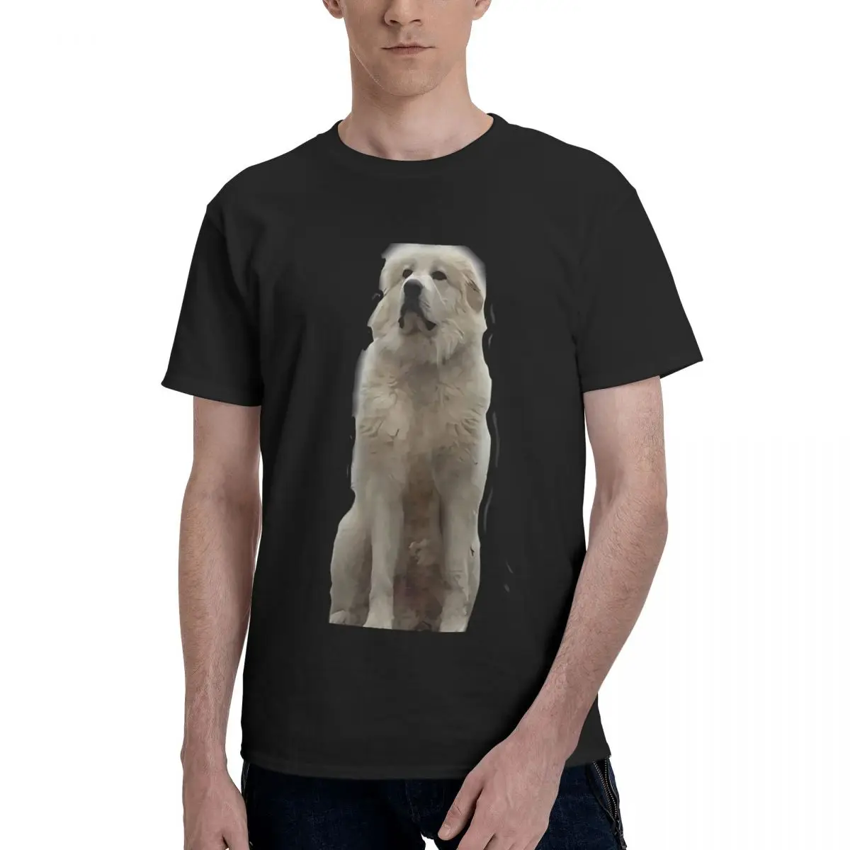 

Great Pyrenees Dog 100% Cotton Casual Breathable Confortable Totoro Mens Designer Clothes Men T-Shirt