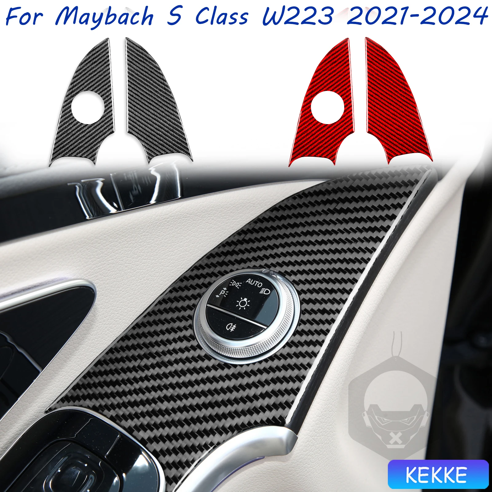 For Mercedes Benz Maybach S Class W223 2021-2024 Headlight Switch Panel Carbon Fiber Decorative Car Accessory Sticker