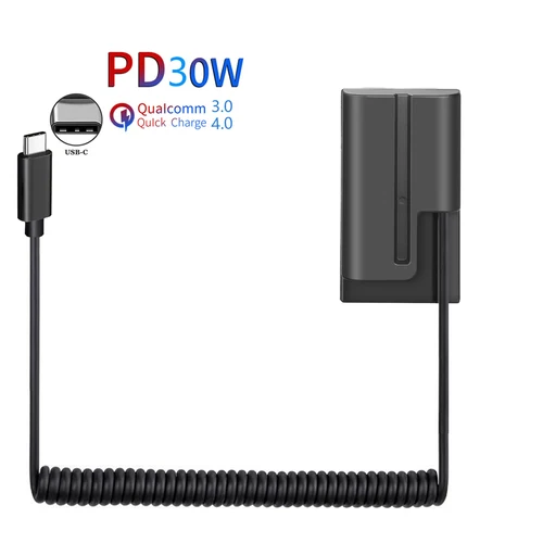 Batería simulada PD USB-C serie NP-F para Sony NP-F550/770/570 NP-F970 Power LED Light Feelworld Atomos Ninja/Shinobi Monitor