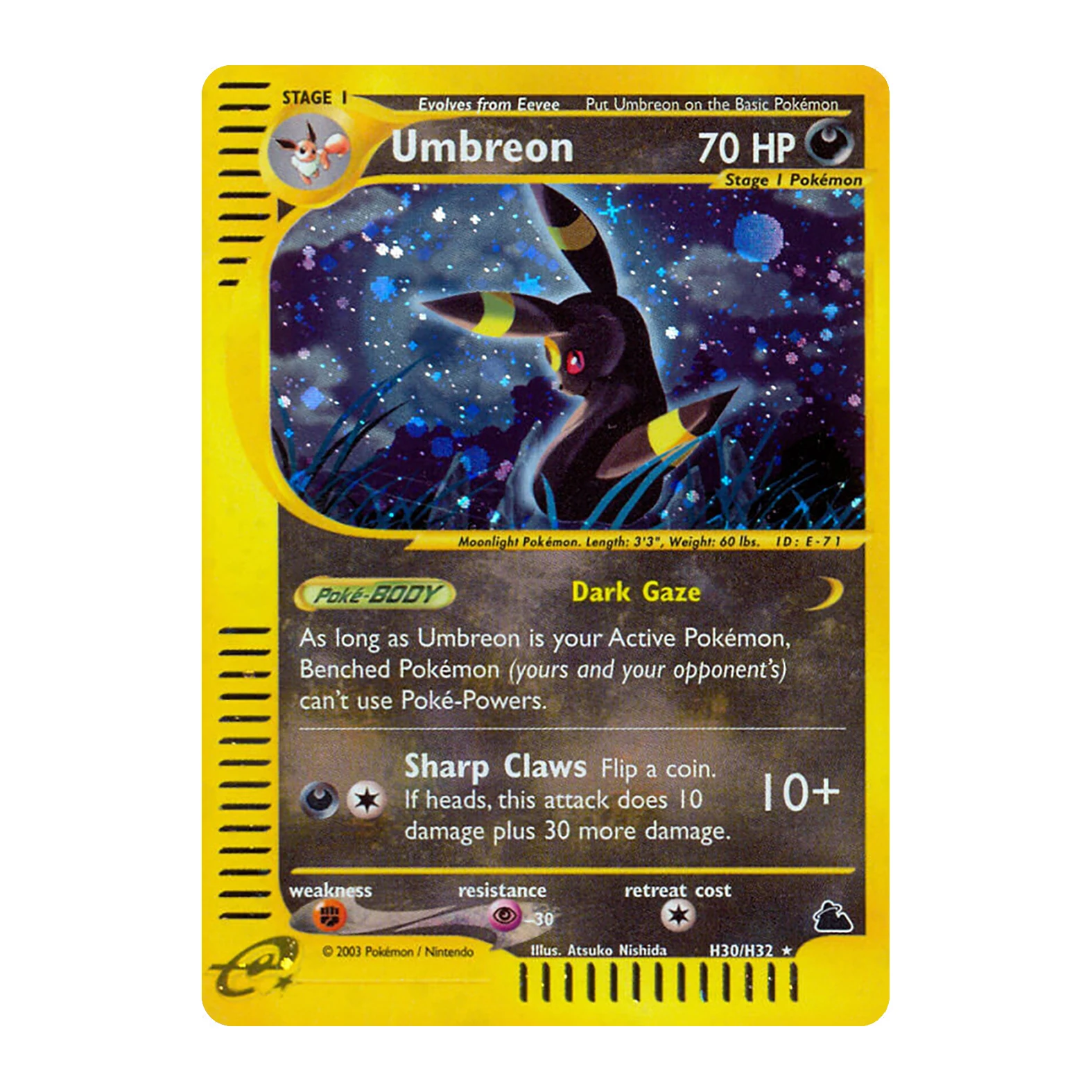 Vintage PKM Skyridge (SK) E-KARTEN H1-H32 Voll-Holo Seltene PROXY-Karten Set Gyarados Umbreon Flareon Klassische WOTC Sammelkarten – Detail 39