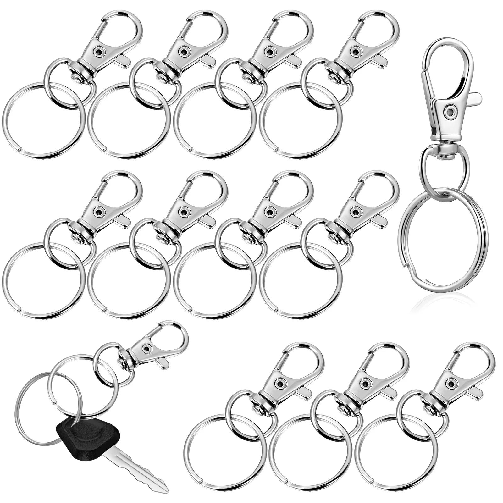 60 Sets Dog Key Ring Clips Small Keychains Lanyards Crafts Keyring Heavy Duty for Swivel Lobster Snap Hook