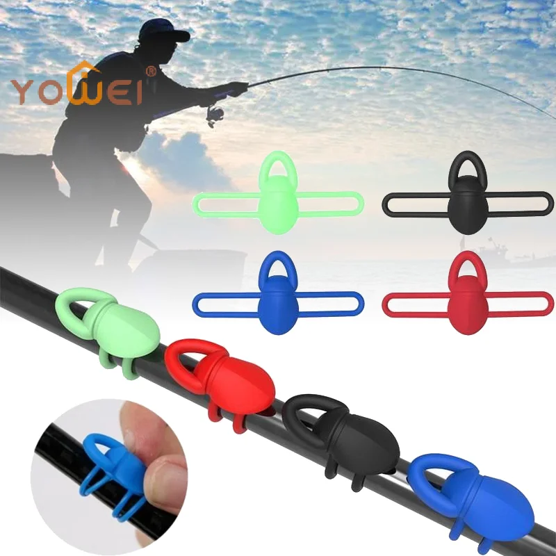 Latest 5pcs High Elasticity Silicone Fishing Bait Hook Fixer Lightweight Anti-Slip Fishing Rod Hook Clip Fishing Accessories