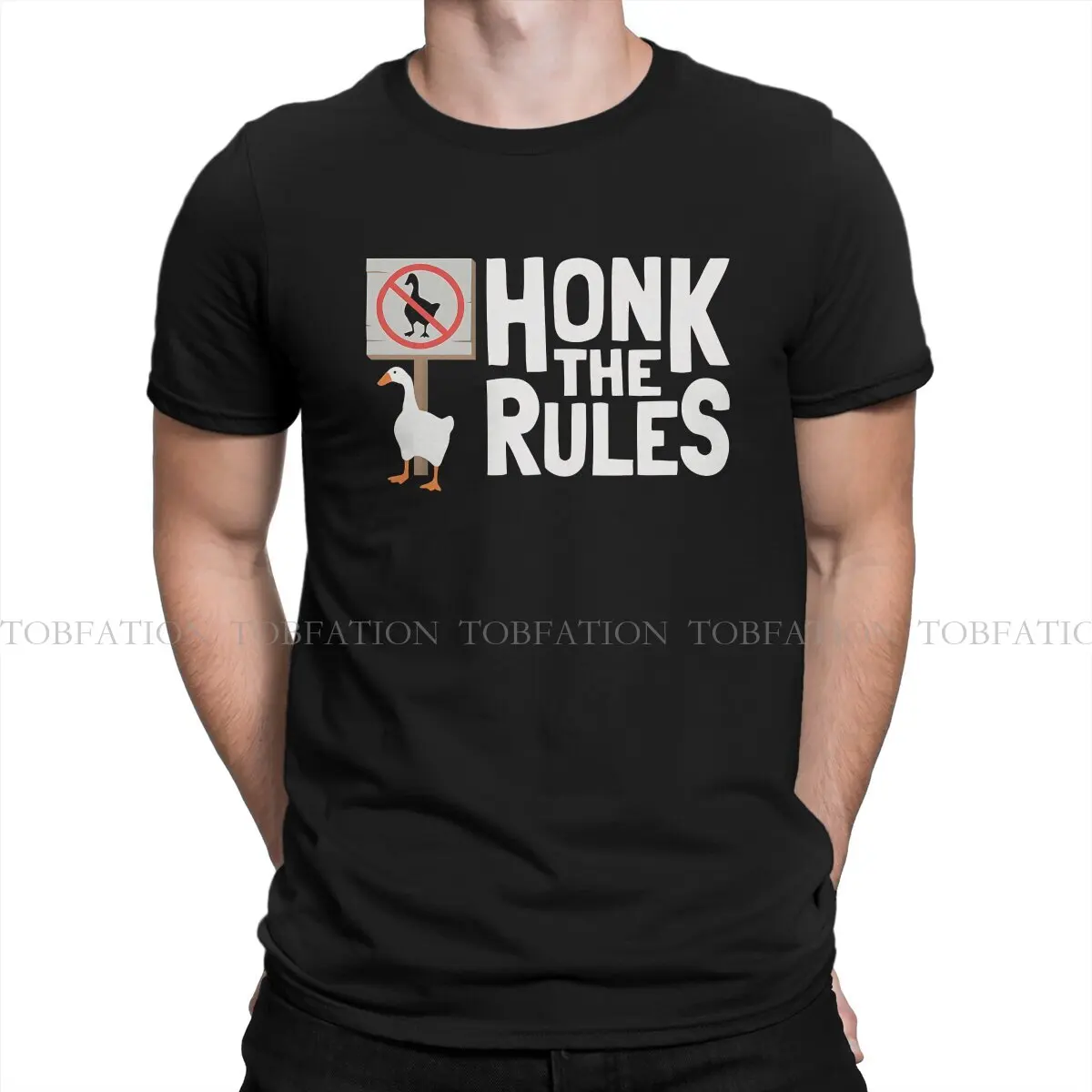 Untitled Goose Game Honk the Rules Tshirt Graphic Men Tops Vintage Punk Summer Clothing 100% Cotton T Shirt