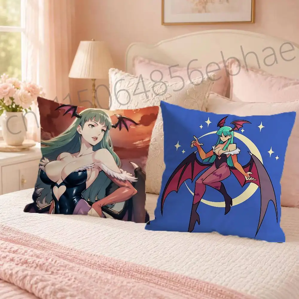 FOR Darkstalkers Morrigan Aensland Throw Pillow Cover 2D Double-Sided Print Soft Cushion Case for Home Sofa Bedroom Car