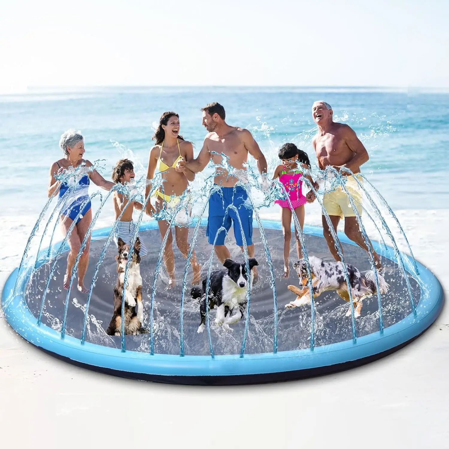 Sprinkler Play Mat PVC Material Large Size Non-Slip Summer Blue