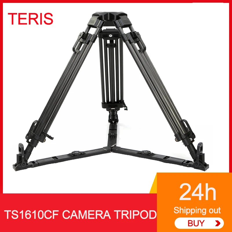 TERIS TS1610CF Carbon Fiber Video Camera Tripod with 100mm Bowl Load 50kg for Rig Red Scarlet Epic FS700