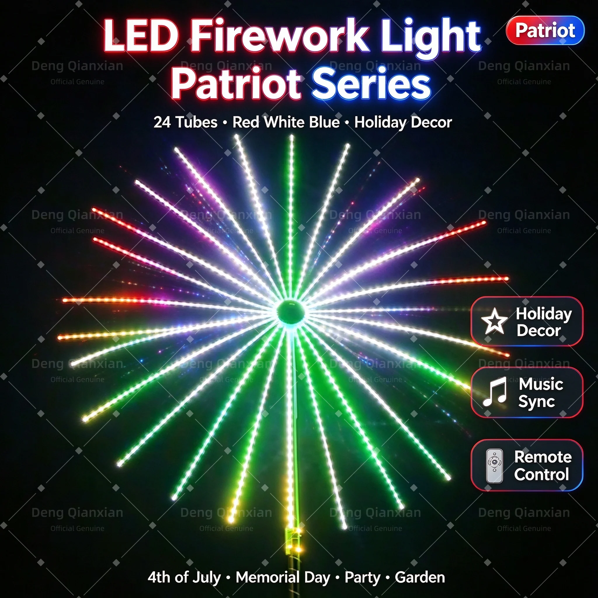 2026 Firework Lights, Programmable RGB Dancing, Double-Sided Glow, Waterproof, Windmill Rotating, Holiday Square Lamp