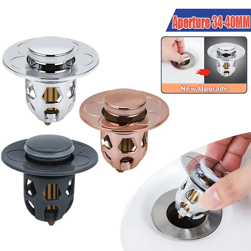

Stainless Steel Basin Pop-Up Bounce Core Basin Drain Filter Sink Strainer Bathtub Stopper Hair Catcher Bathroom Tool Accessories