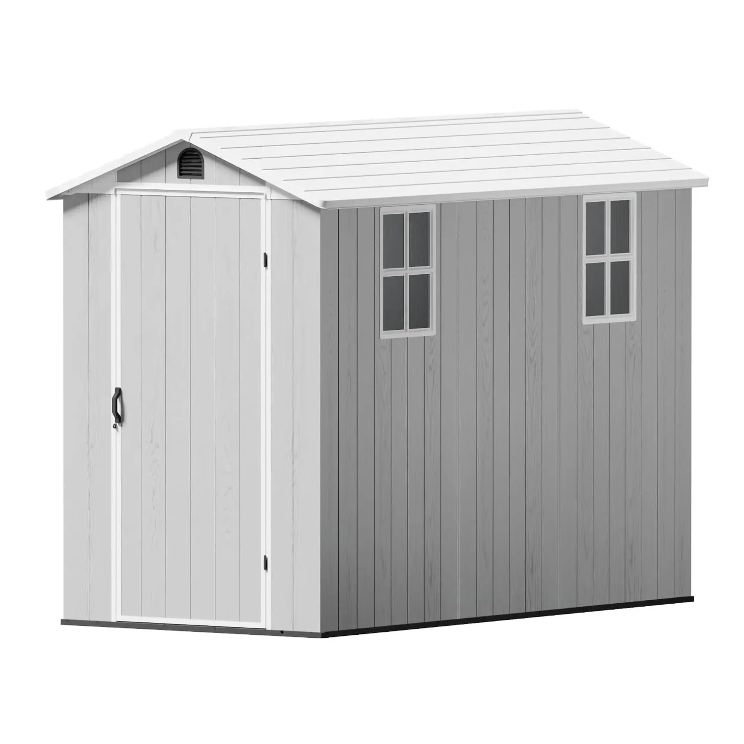 4x8FT Plastic Outdoor Storage Shed with Floor, Light Gray  All-Weather Resin Sheds with Lockable Door, Tool Shed, Custom