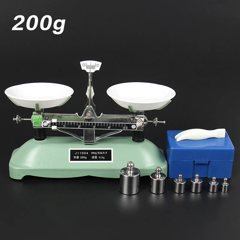 200g/0.2g Mechanical Tray Balance Scale with Weights Balance Scale Chemical Physics Laboratory Teaching Tool