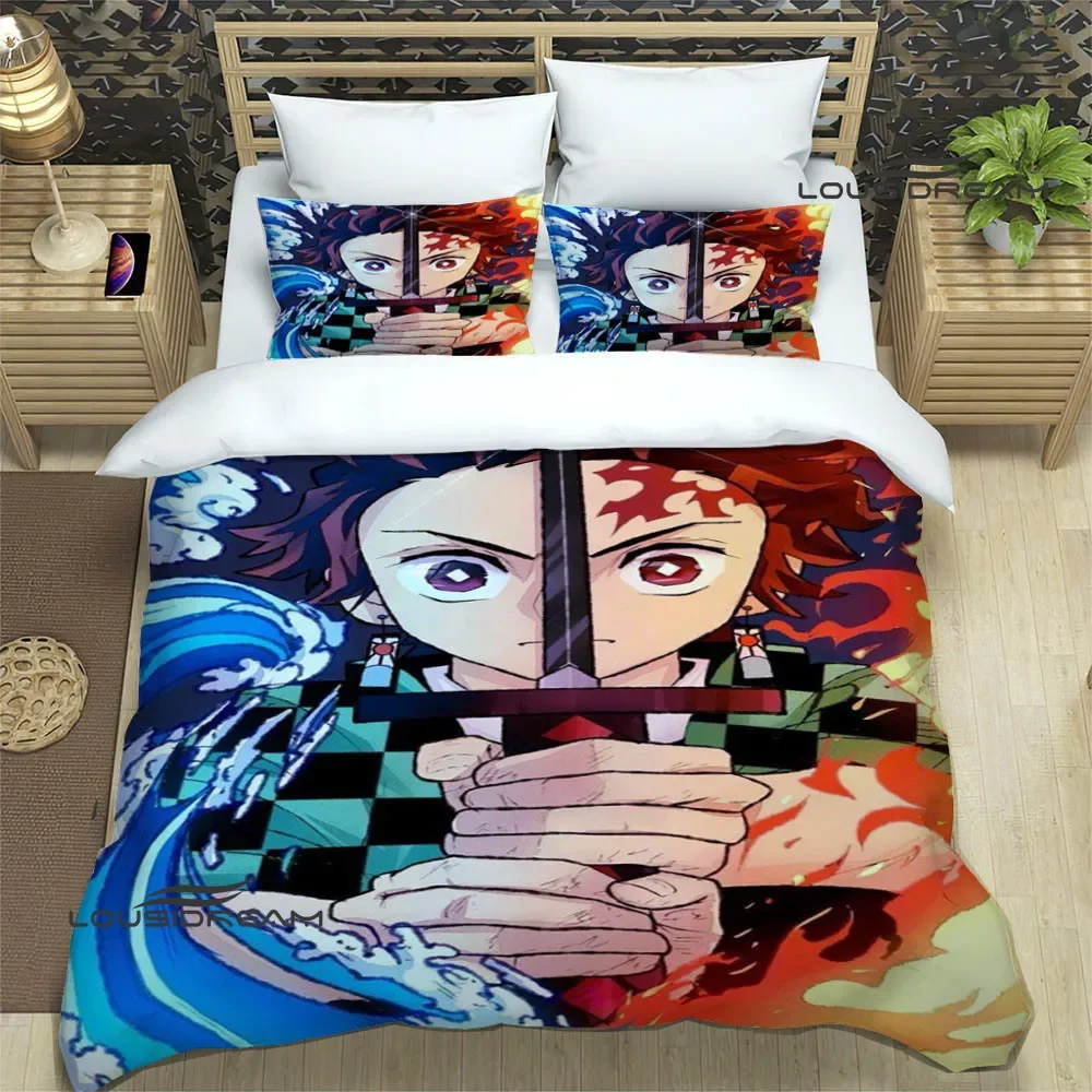 Demon Slayer Printed Bedding Sets exquisite bed supplies set duvet cover bed comforter set bedding set luxury birthday gift