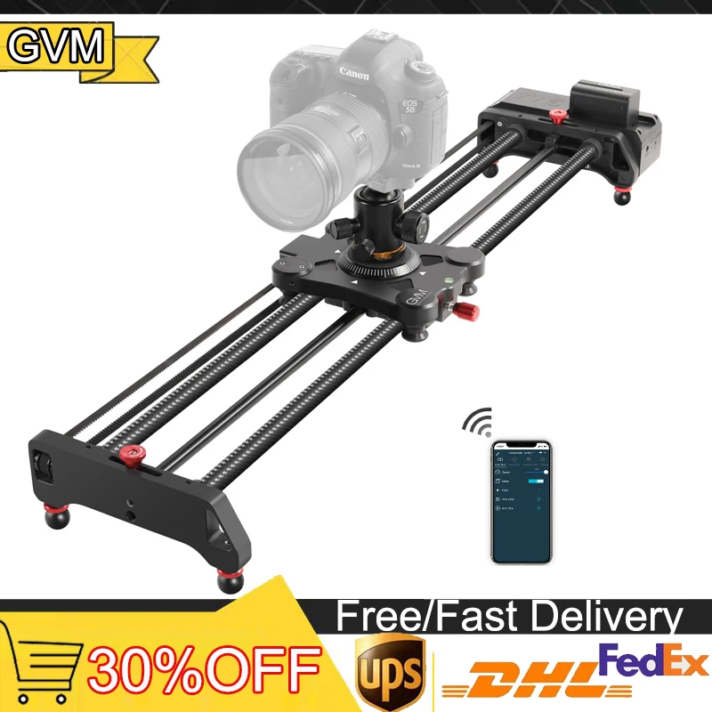 GVM Slider-80 80CM SLIDER-120 120CM Professional Carbon Fiber Motorized Camera Slider Silence for DSLR Camera Smartphone Video