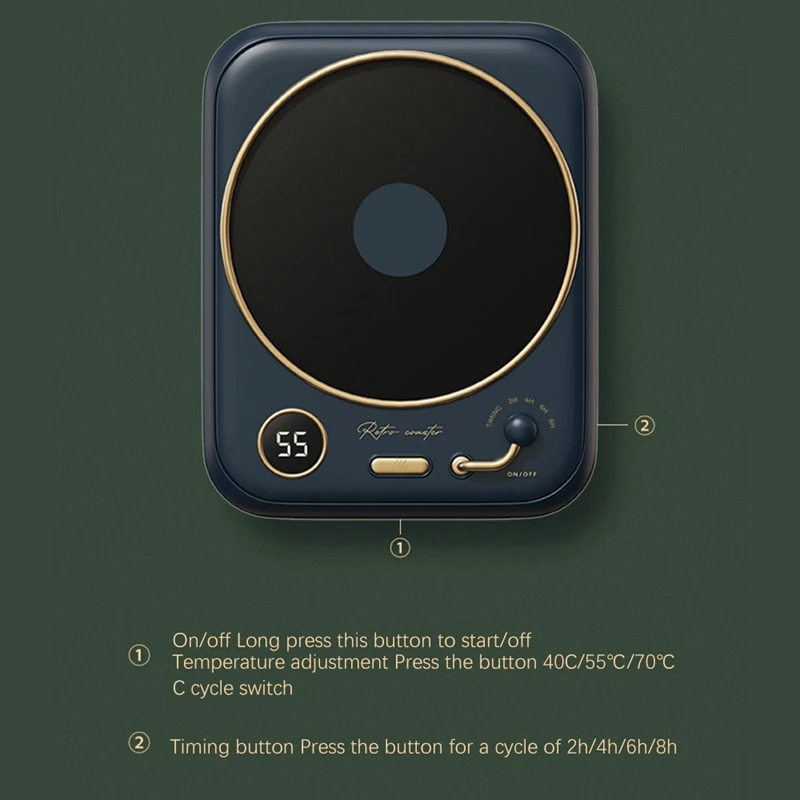 Подогреватель чашки кофе, нагревательная подставка для офиса с постоянной температурой, цифровой дисплей с регулировкой температуры, синяя вилка стандарта США