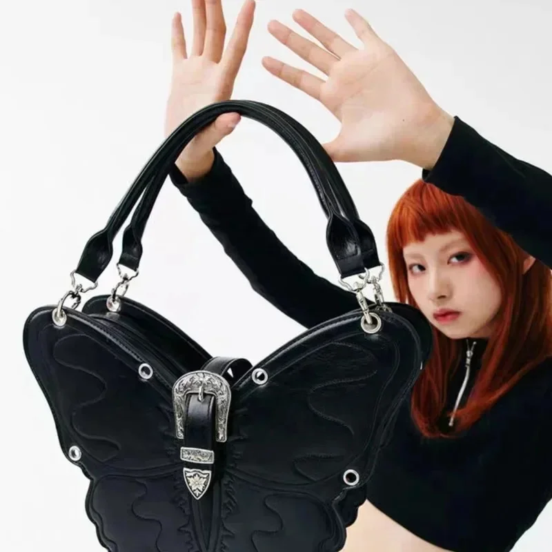 Y2K Butterfly Bag Women Punk Killer Bag Handheld Crossbody Shoulder Bag Sweet Girl Irregular Removable Stereoscopic Backpack New