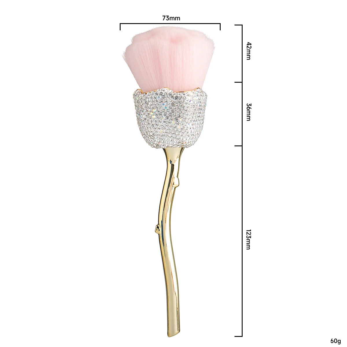 Pinceau de maquillage en strass en forme de fleur, grand pinceau de maquillage pour poudre pour le visage, poudre anti-poussière, fond de teint, pour le maquillage des ongles également