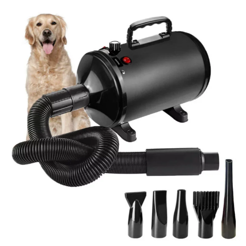 

High-Speed Professional Dog Grooming Dryer, Pet Hair Dryer with 4 Nozzles and Adjustable Temperature and Speed, Suitable