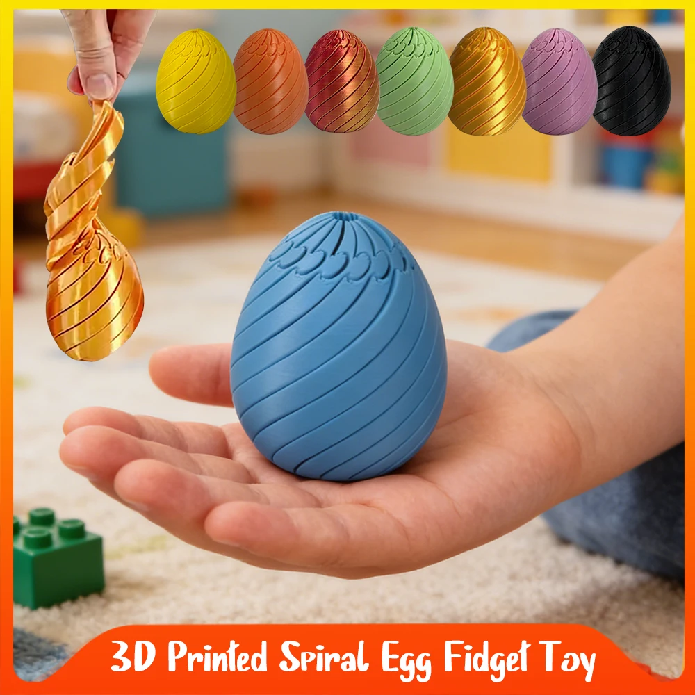 Twisty Fidget Egg 3D Printed Slippery Egg Fidget Easter Egg Toys Basket Stuffers Rotating Fidget Puzzle Toy For Stress Relief