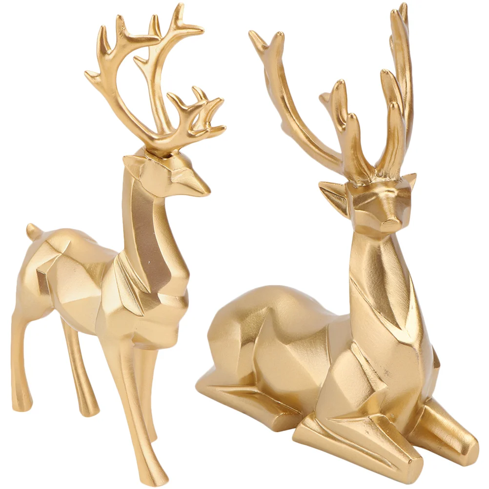 

2 Pcs Origami Elk Ornaments Artistic Decor Christmas Decorations Indoor Home Deer Reindeer Resin Figurine Figurines